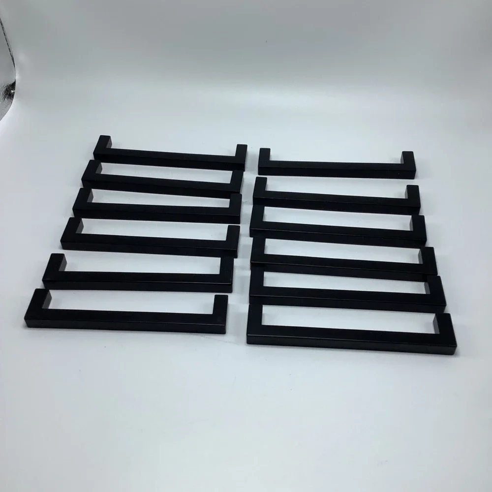 12 Silverline Solid Square Bar Pulls Cabinet Handles‎ Matte Black
